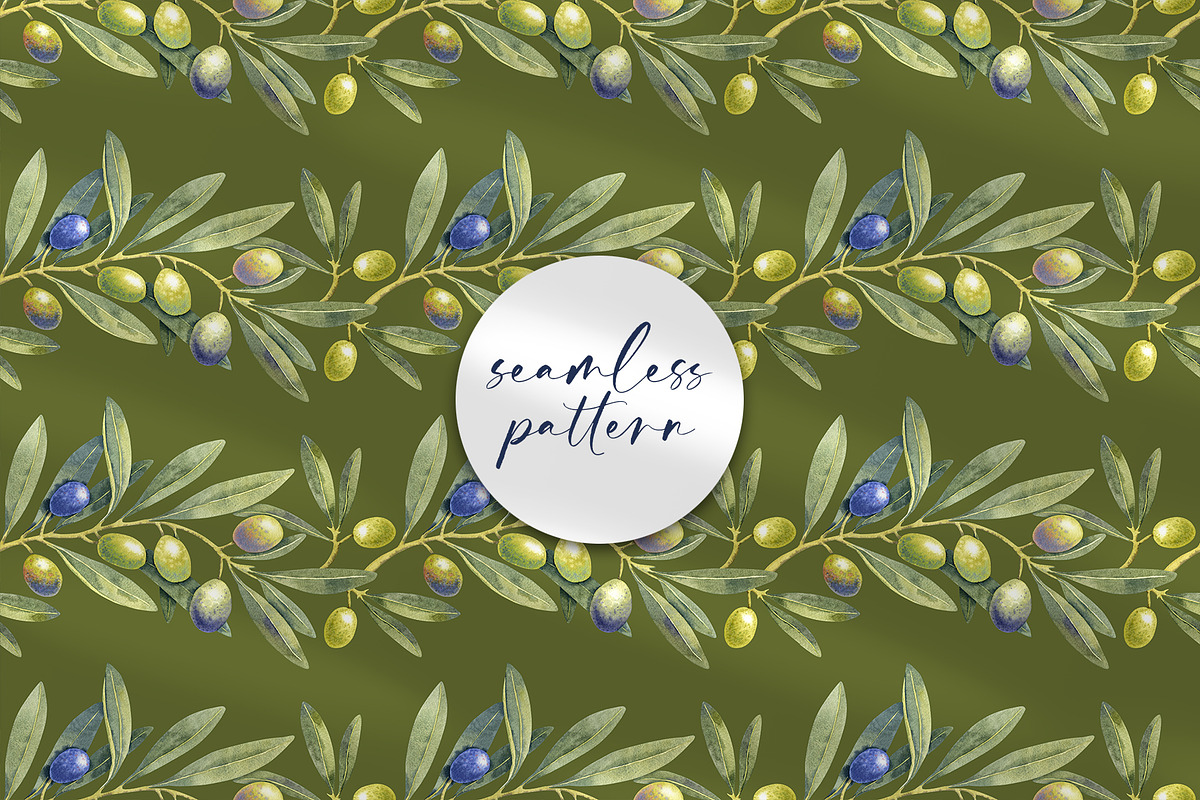 Olive Branches Watercolor Clipart, a Food Illustration by YarovaArt (Photo 17 of 28)