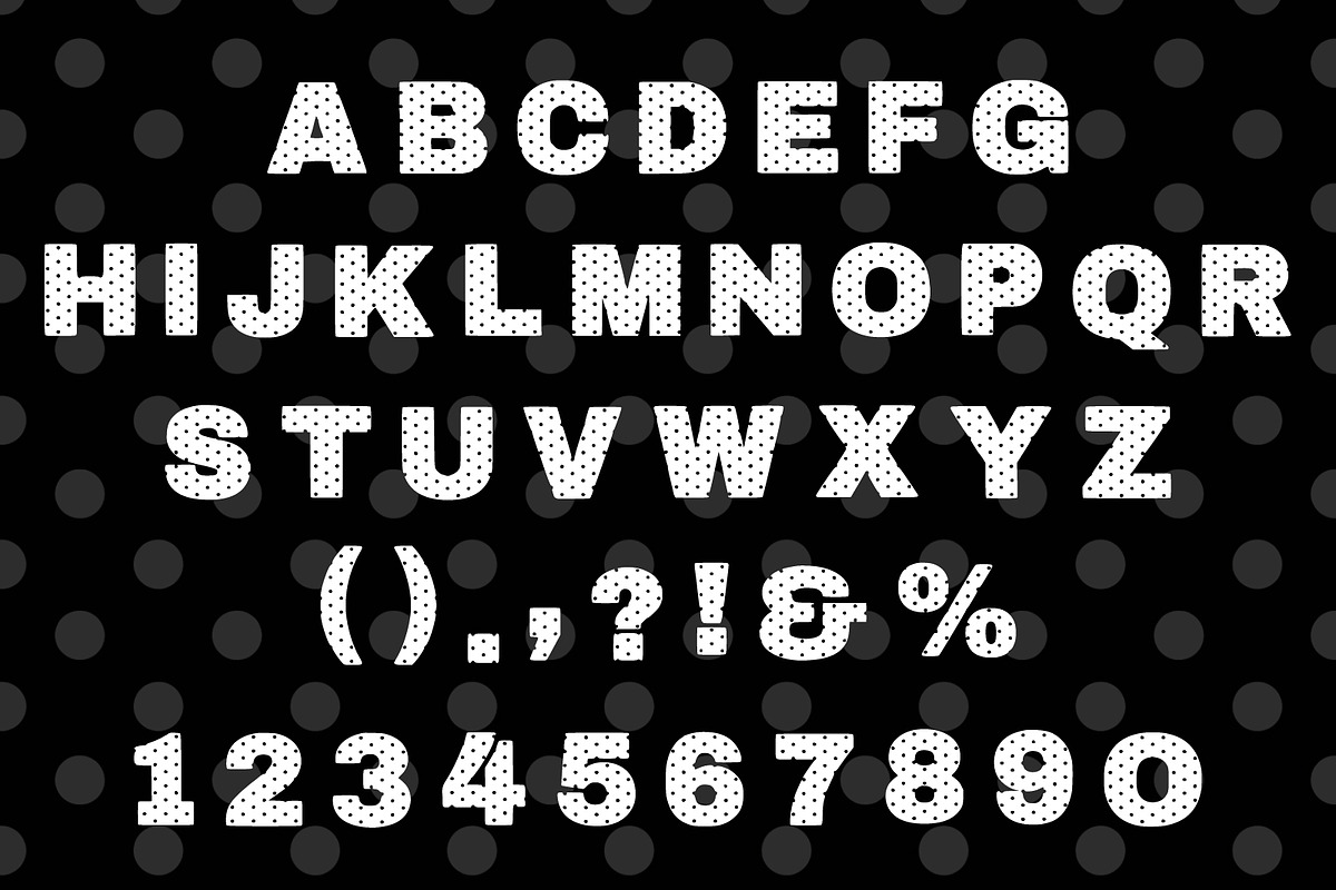 Cute Polka Dot Display Typeface, a Sans Serif Font by Fourteen Letter (Photo 5 of 6)