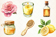 Watercolor Spa Clipart Set PNG, an Illustration by Libby Wishes (Thumbnail 4 of 7)