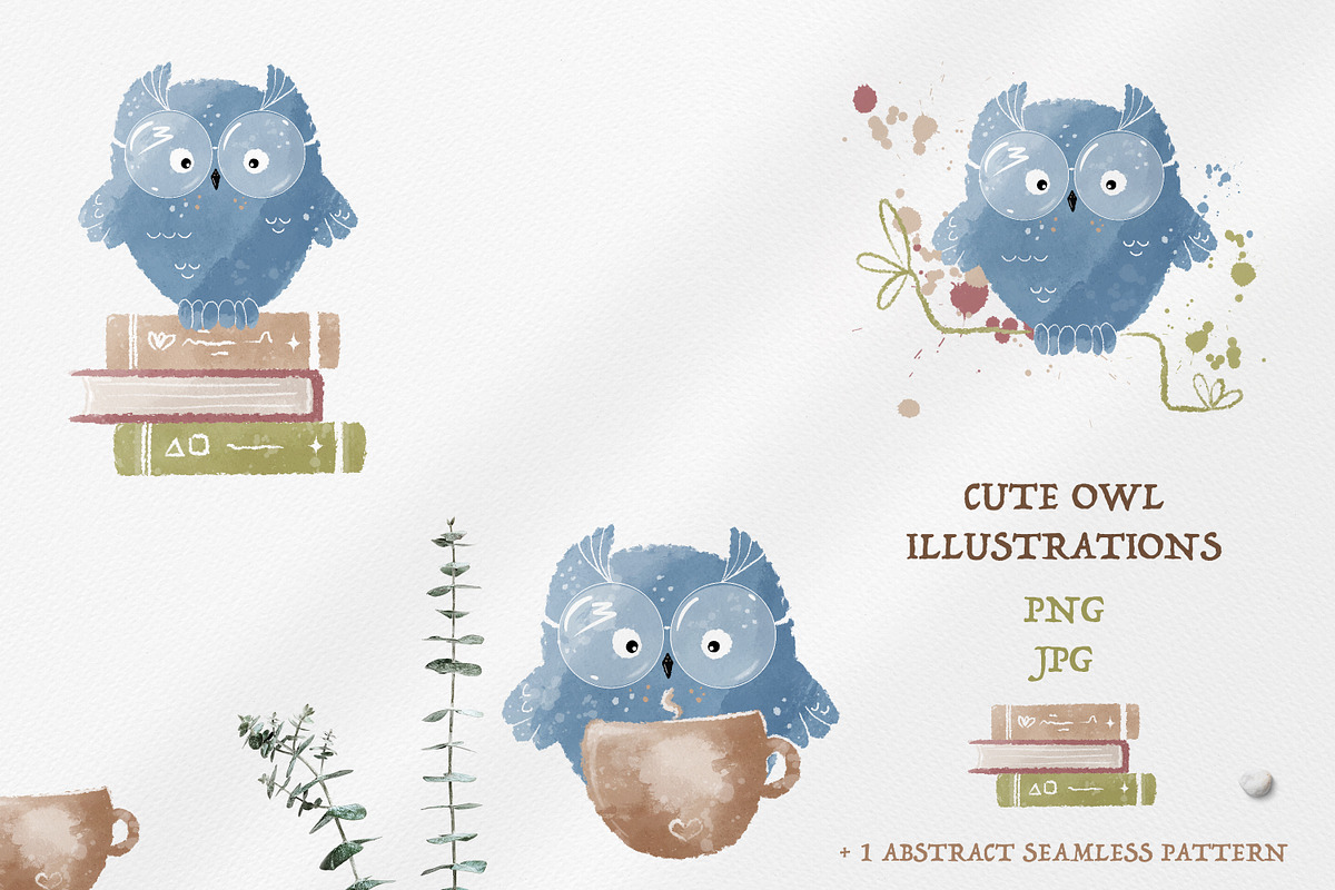 Smart baby owl clipart, an Animal Illustration by Leksart (Photo 1 of 7)