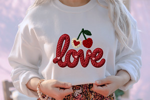 Faux Yarn LOVE Cherry Valentine PNG, an Illustration by designcity5