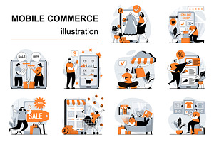 Mobile Commerce Web Illustrations, a Templates & Theme by alexdndz