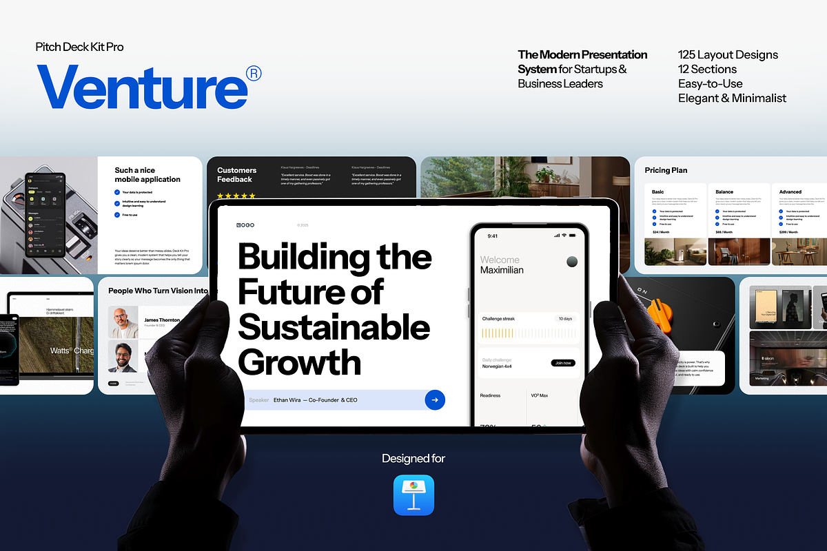 Venture Pitch Deck Kit Pro Keynote, a Presentation Template by Unich Design Bureau (Photo 1 of 4)
