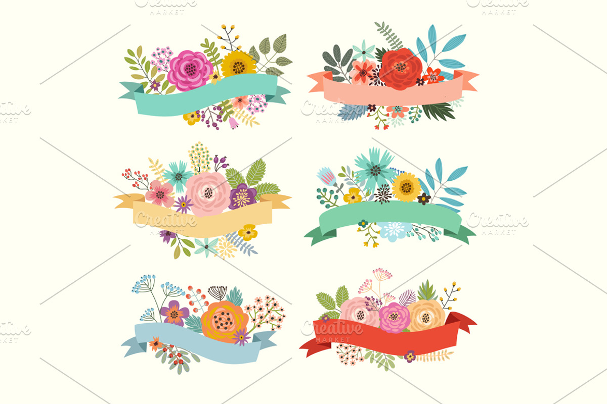 Flower set, a Decorative Illustration by Anna Guz's Store (Photo 3 of 5)