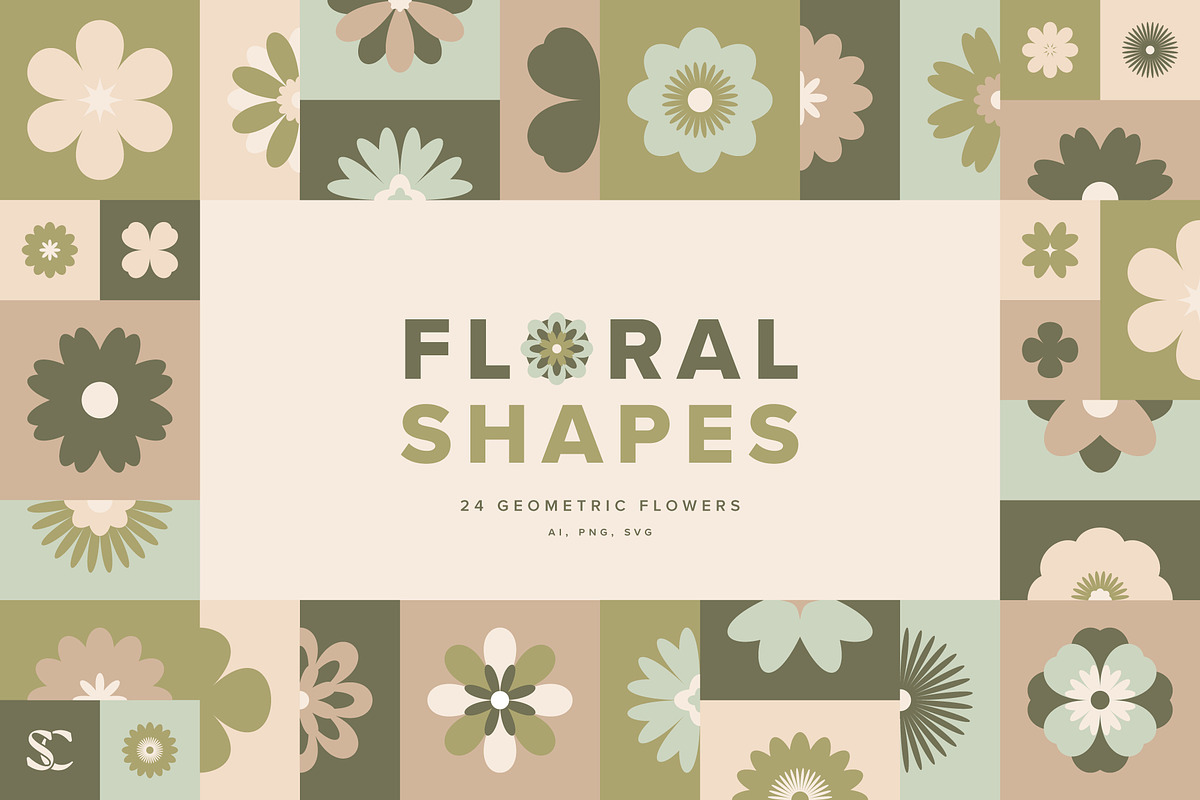 Floral Shapes & Seamless Patterns, an Object Graphic by studiocolectivo (Photo 1 of 12)