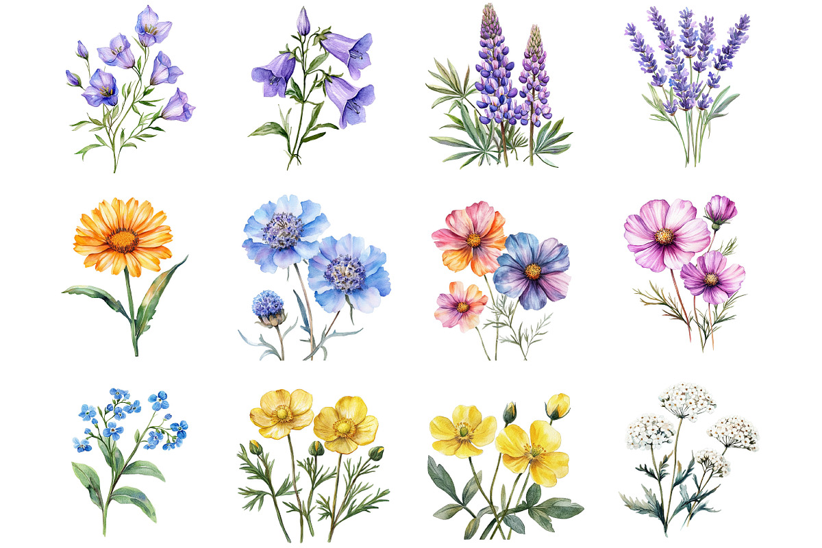 Wildflower Watercolor Clipart Bundle, an Illustration by DreamCafeArt (Photo 5 of 5)