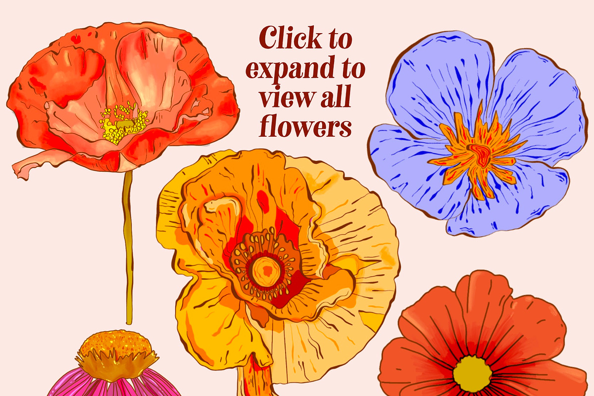 Retro Wildflowers - Bold Flowers, a Texture Illustration by Dear Darling Design (Photo 11 of 11)