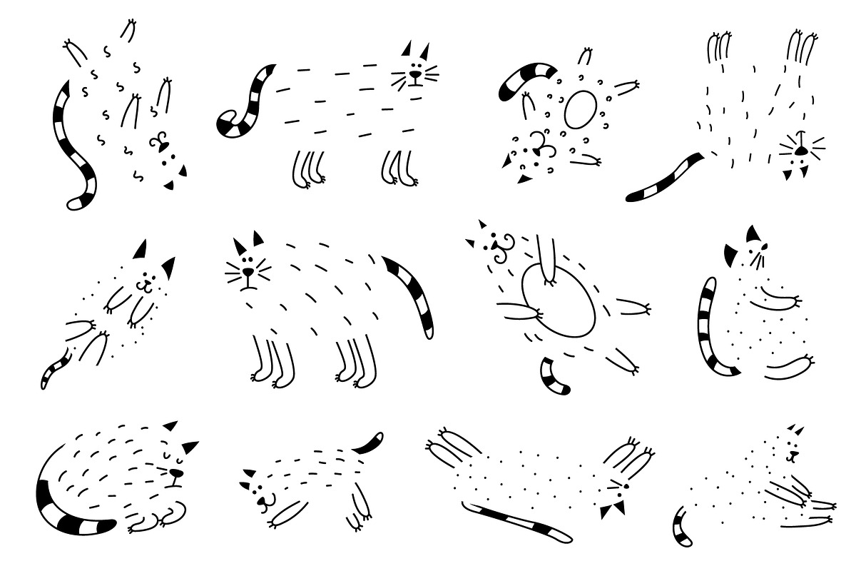 Abstract CATS Cliparts, an Animal Illustration by Panna Limon Store (Photo 5 of 8)