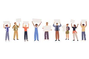 Protesters with placards. People, a Person Illustration by YummyBuum