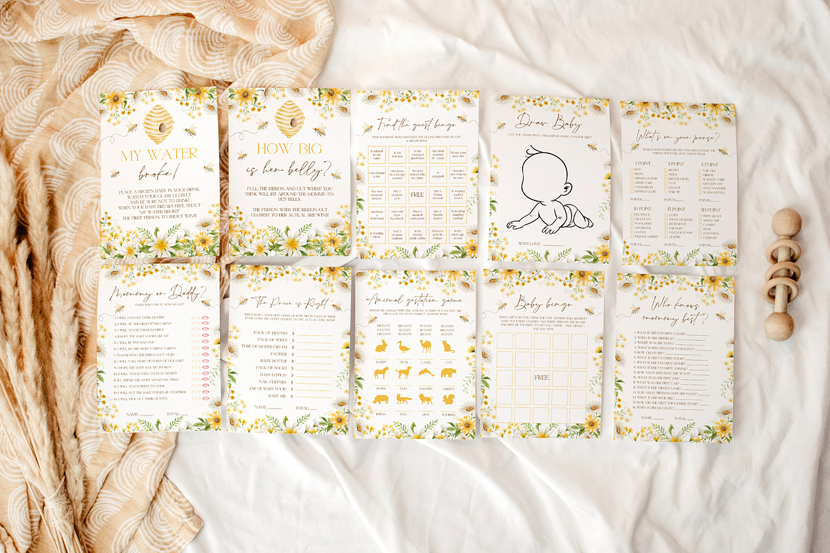 Honey Bee Game Set for Shower, a Templates & Theme by VeliusCreativeStudio (Photo 6 of 6)