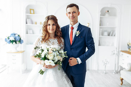 Beautiful bride in white dress and g, a Person Photo by Shopping King Louie