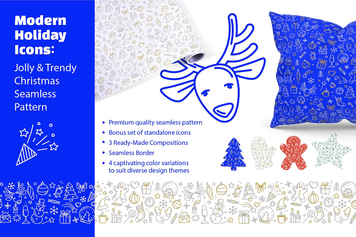 Festive Christmas Seamless Pattern, a Pattern Graphic by VasilkovS (Photo 1 of 7)