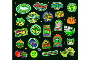 Organic vegan food y2k patch, an Object Illustration by Vector Tradition