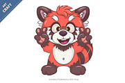 Cartoon Red Panda Peace, Love., an Animal Illustration by KENO Mascots (Thumbnail 2 of 3)