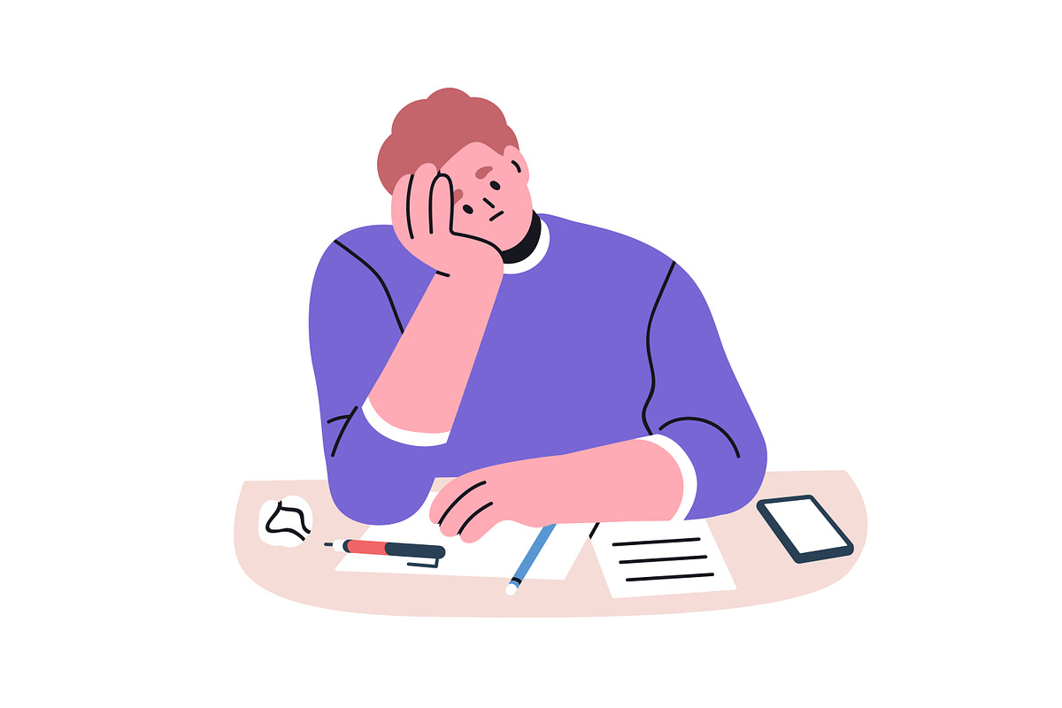 Tired people work at desk set, a Person Illustration by Good Studio (Photo 8 of 9)