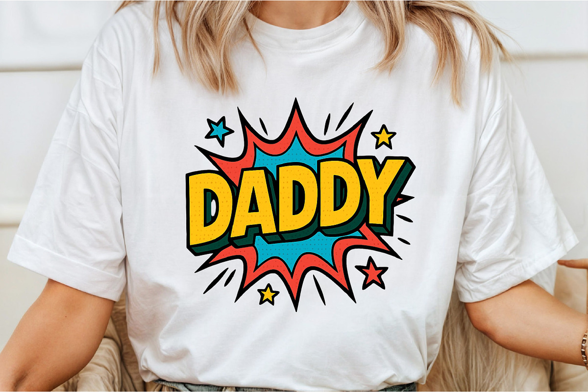 DADDY Comic Style Sublimation PNG, an Illustration by DreamCafeArt (Photo 2 of 7)
