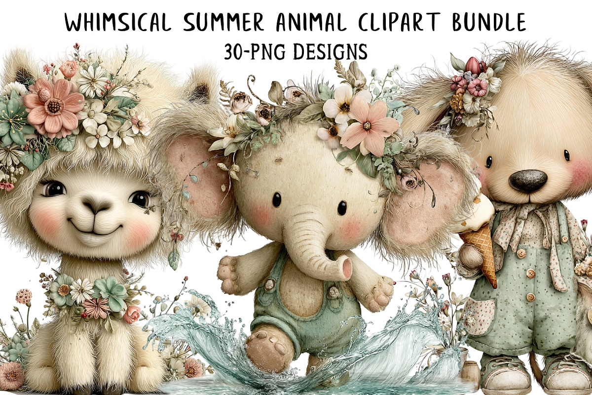 Whimsical Summer Animal Clipart Bund, an Illustration by Daily.Designs (Photo 1 of 7)