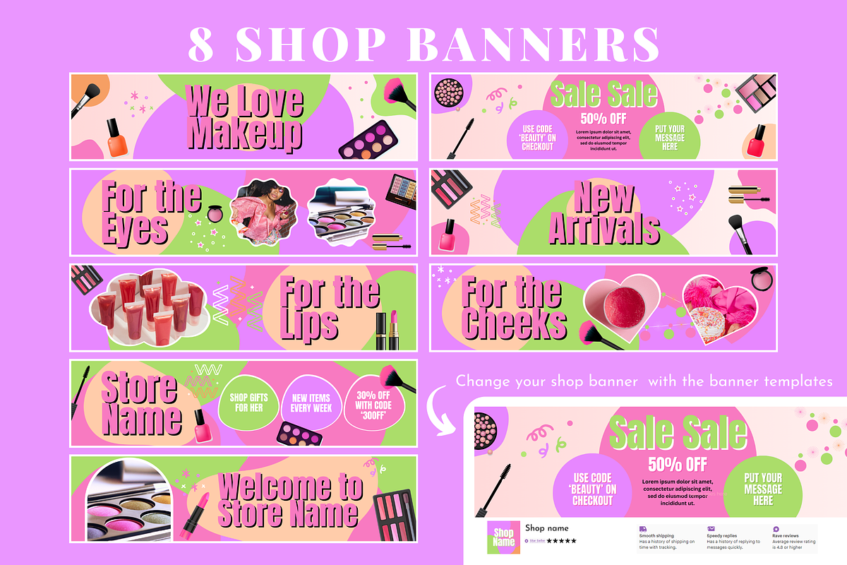 Makeup Beauty Etsy Shop Kit, a Branding & Logo Template by SunshineStudioBoutique (Photo 3 of 11)
