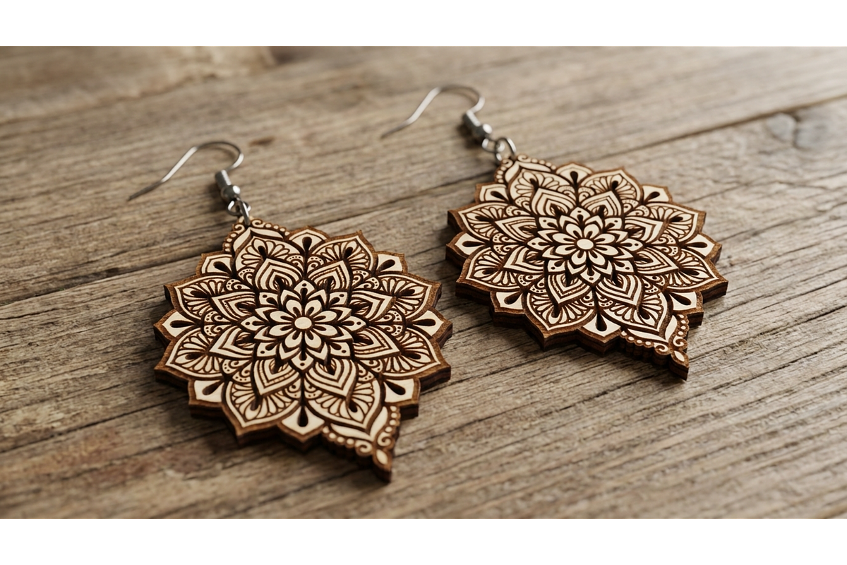 Mandala Earring Art SVG, an Object Graphic by hafijul (Photo 9 of 11)