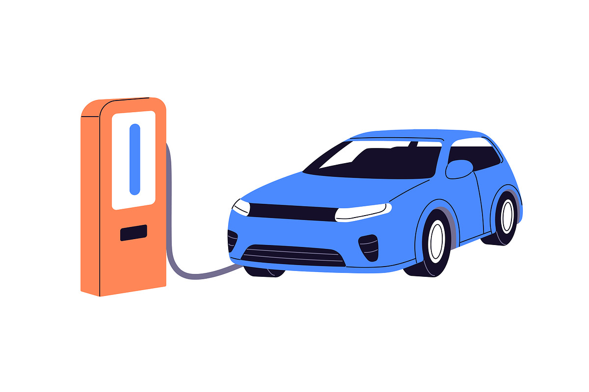 Electric cars, charging stations set, a Transportation Illustration by PaperTrident (Photo 4 of 11)