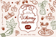 Whimsy Autumn Vector Doodle Clipart, a Seasonal Illustration by Ksenia Shmakova (Thumbnail 1 of 18)