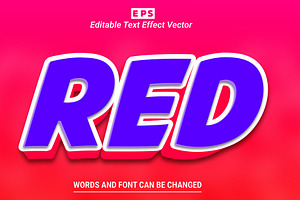 Vector Red 3d Editable Text Effect