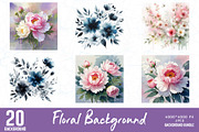 20 Groovy Floral Background Bundle, an Illustration by Sofia's Fashion (Thumbnail 1 of 2)