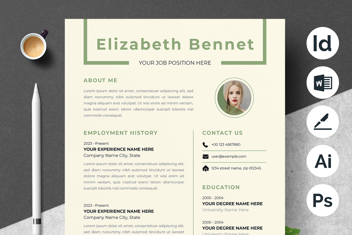 All-in-One Resume & Cover Letter Bun, a Resume Template by ResumeInventor (Photo 1 of 6)