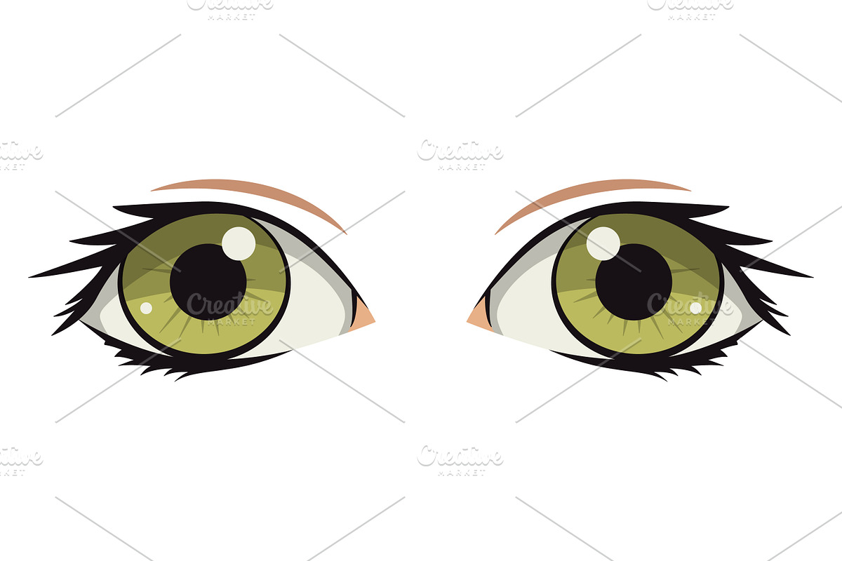 Anime Style Vector Set of Flat Eyes., a Person Illustration by Gomolach (Photo 9 of 25)