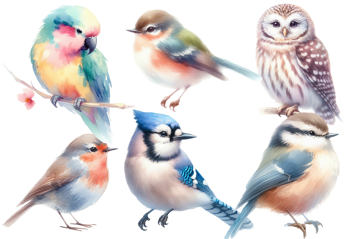 Watercolor Bird clipart, an Illustration by Designworld (Photo 2 of 5)