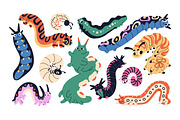 Funny caterpillars set, patterns, an Animal Illustration by PaperTrident (Thumbnail 1 of 4)