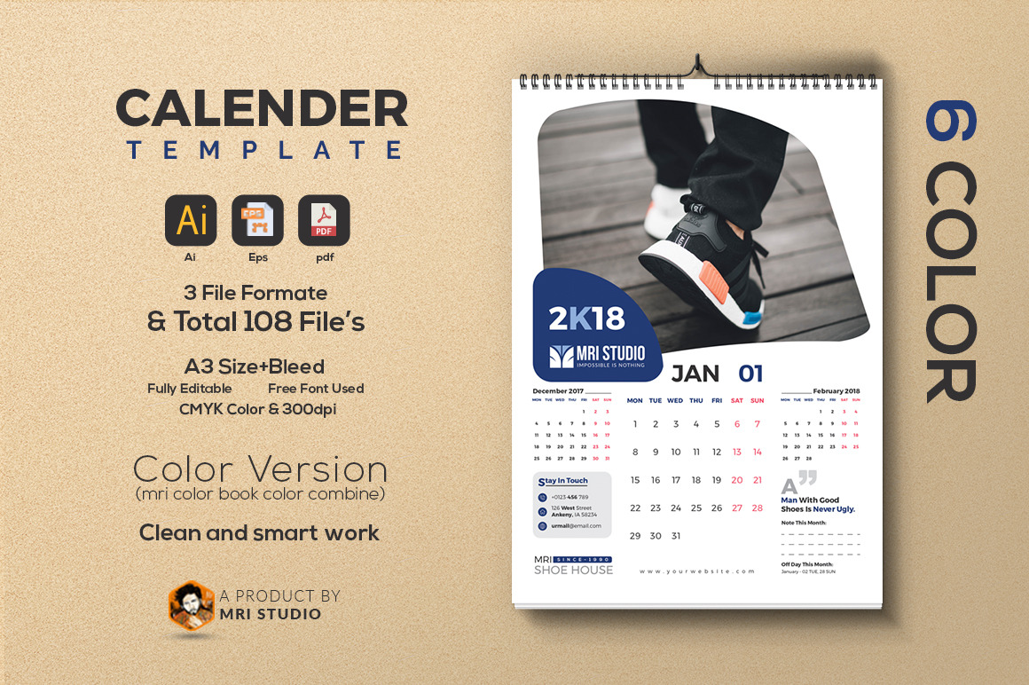 Calander Template by Mri Studio  Creative Market