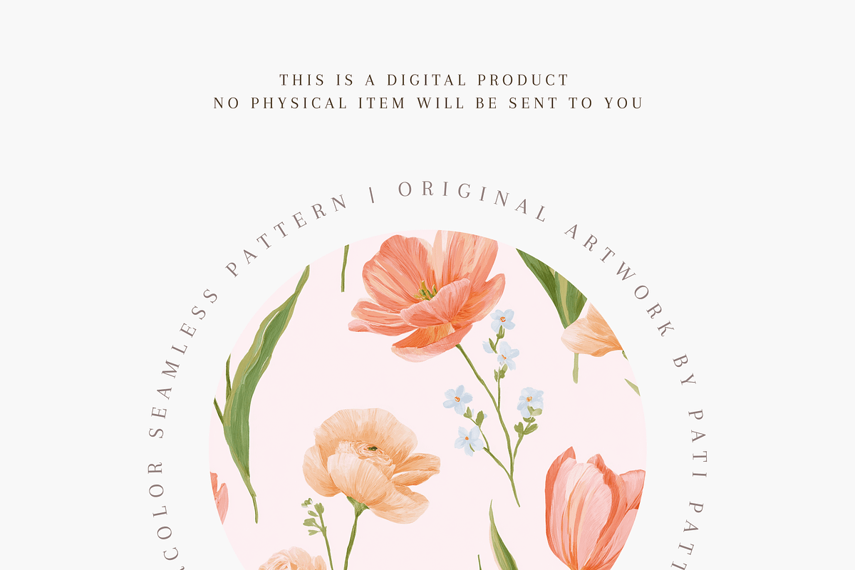 Peach Tulip Floral Seamless Pattern, a Pattern Graphic by Pati Charm Studio (Photo 4 of 8)