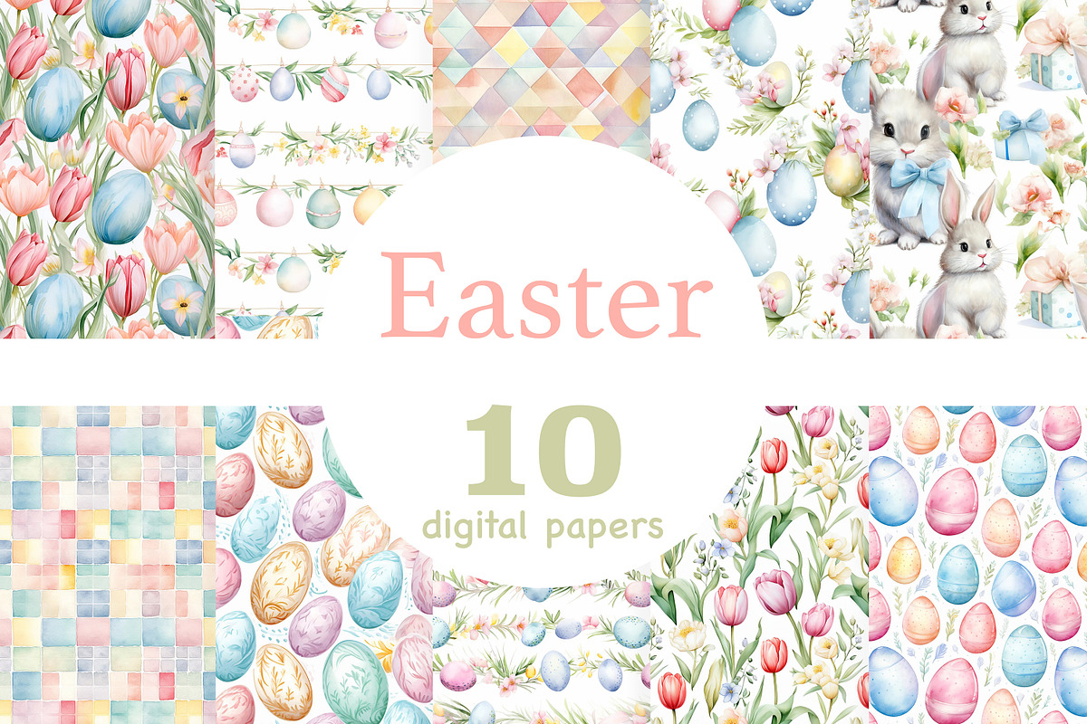 Easter Pastel Digital Paper | Spring, a Pattern Graphic by GlamArtZhanna (Photo 1 of 4)