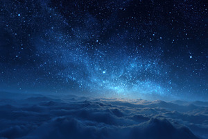 Starry Night Sky Above Cloud Mountai, a Photo by Pixeness Studio