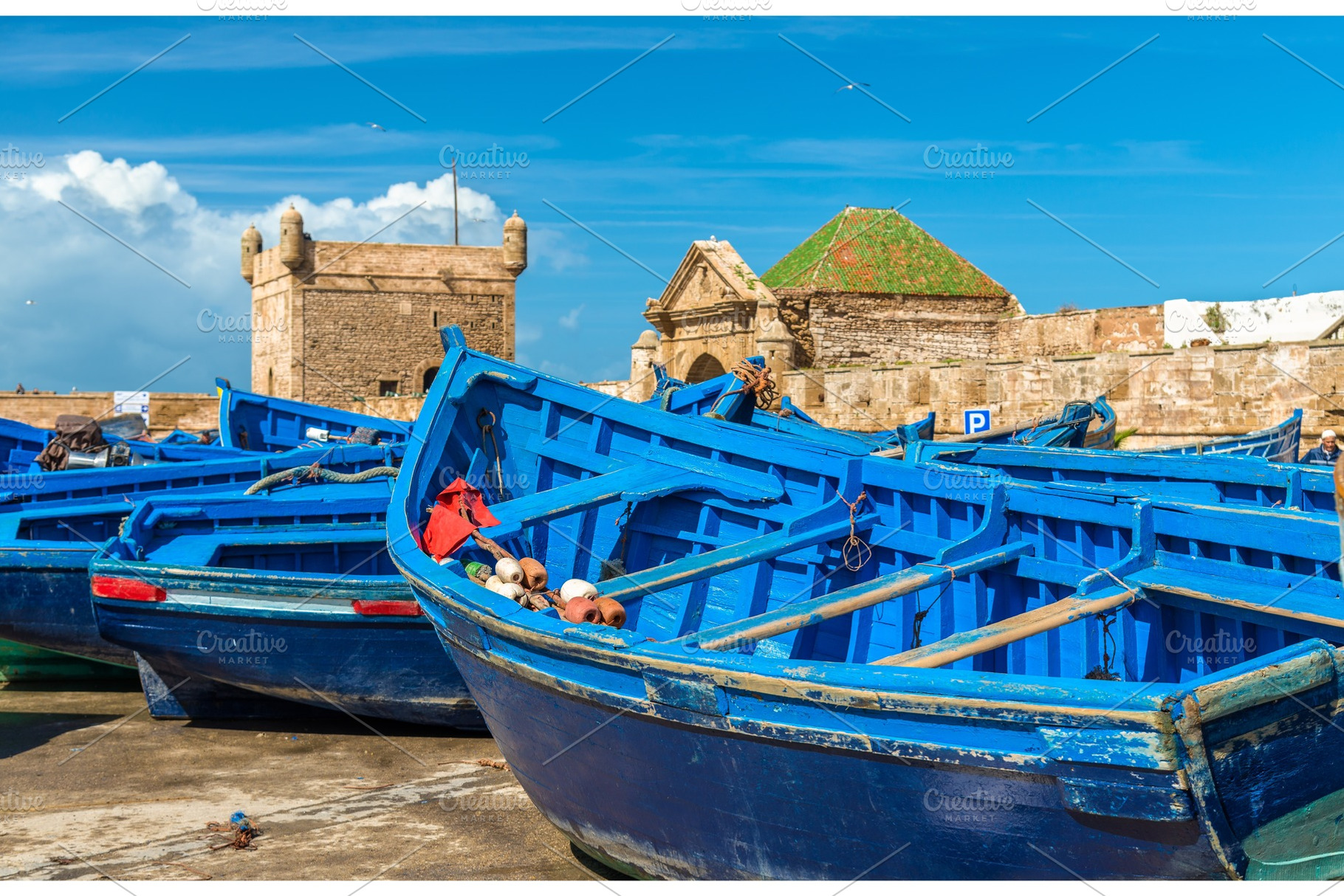 Blue fishing boats in the port of essaouira morocco stock photo containing, a Transportation Photo by Leonid Andronov