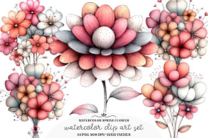 Watercolor Spring Flower Clipart, an Illustration by GatewayDesign