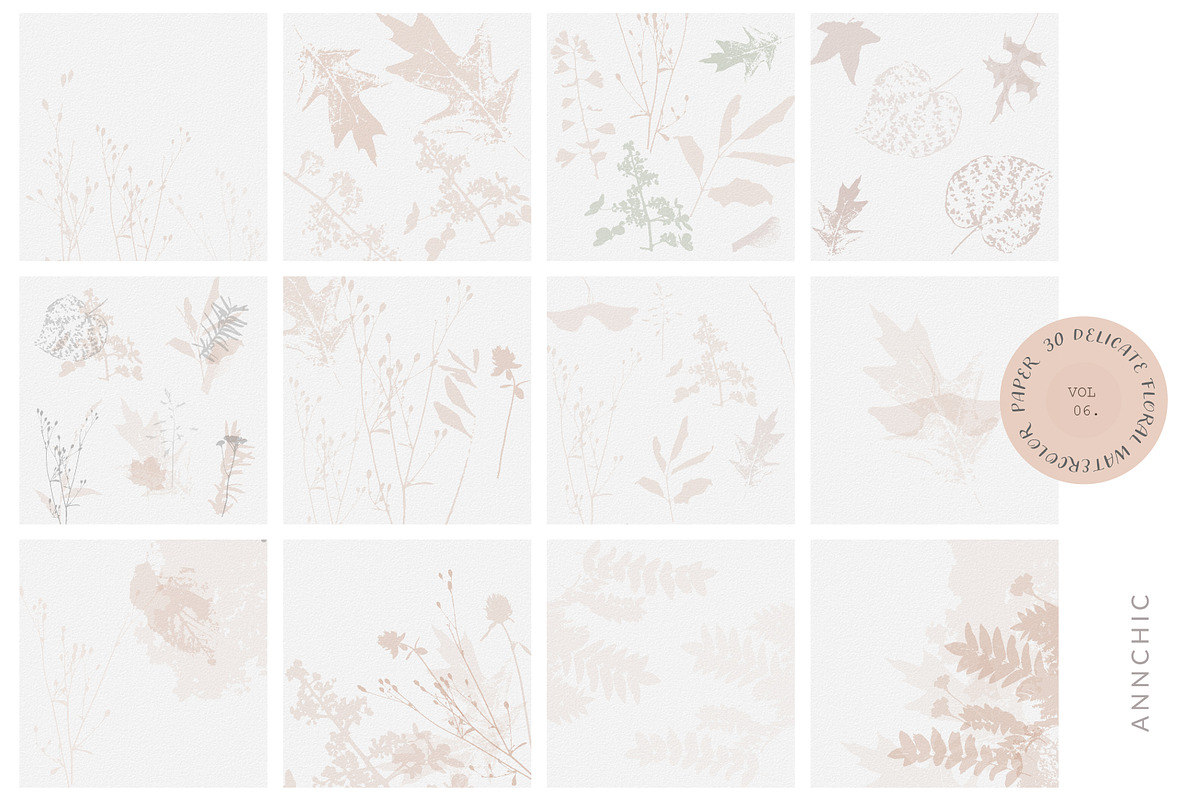 BUNDLE Floral watercolor paper, a Texture Illustration by Anna Sokol (Photo 61 of 71)