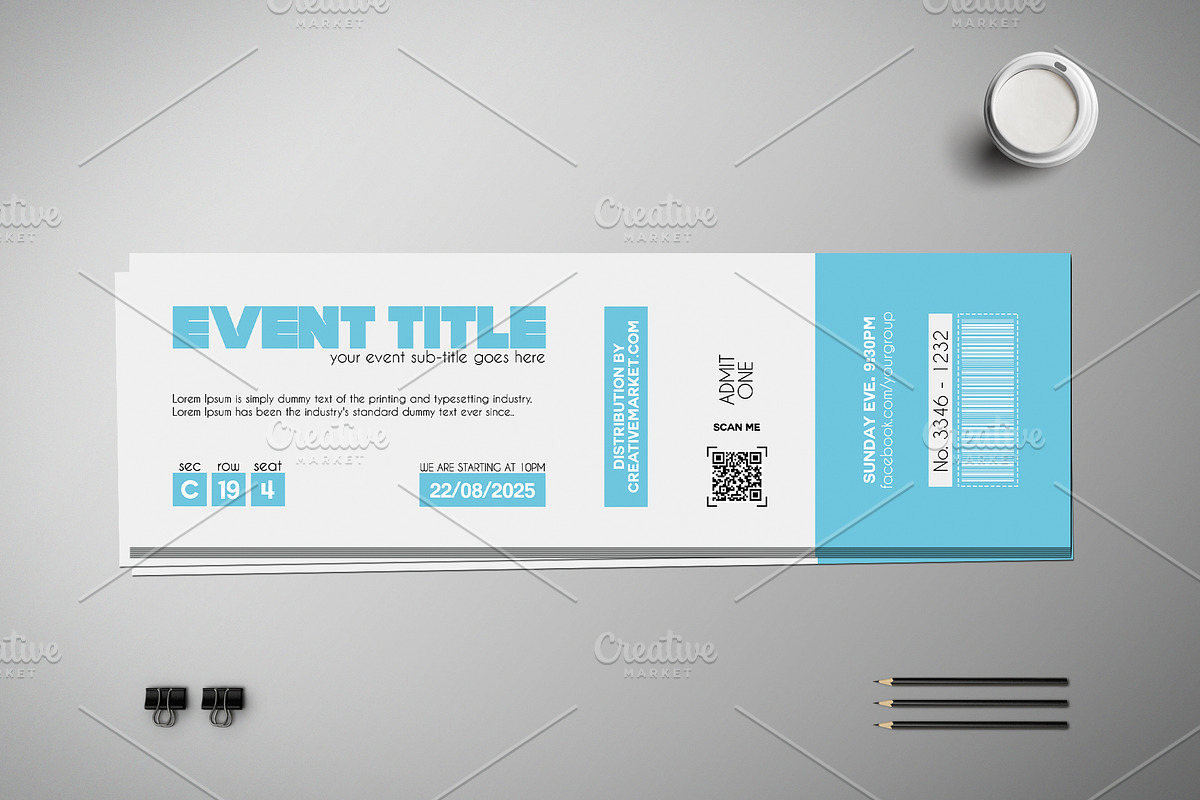 Minimalistic Event Ticket 021, a Card Template by Tzochko (Photo 5 of 5)