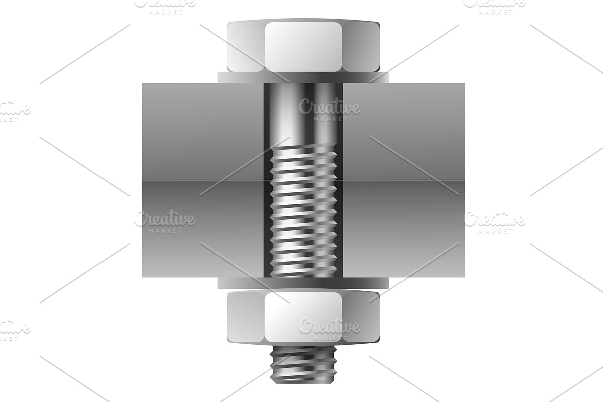 Realistic bolt connection of two, an Illustration by Vectorbuum