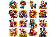 Autumn Animals & Sunflowers PNG, a Seasonal Illustration by ThatsDesignArt (Thumbnail 4 of 10)