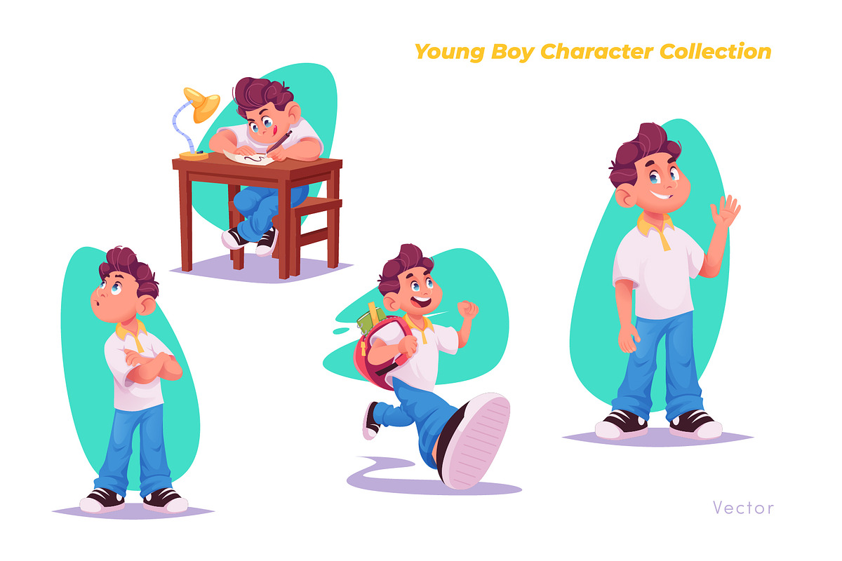 Young boy in different situations, a Person Illustration by VectorVision (Photo 3 of 3)