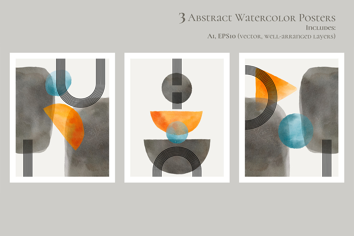 Set of Watercolor Nordic Posters, a Texture Illustration by Lumitar (Photo 2 of 3)