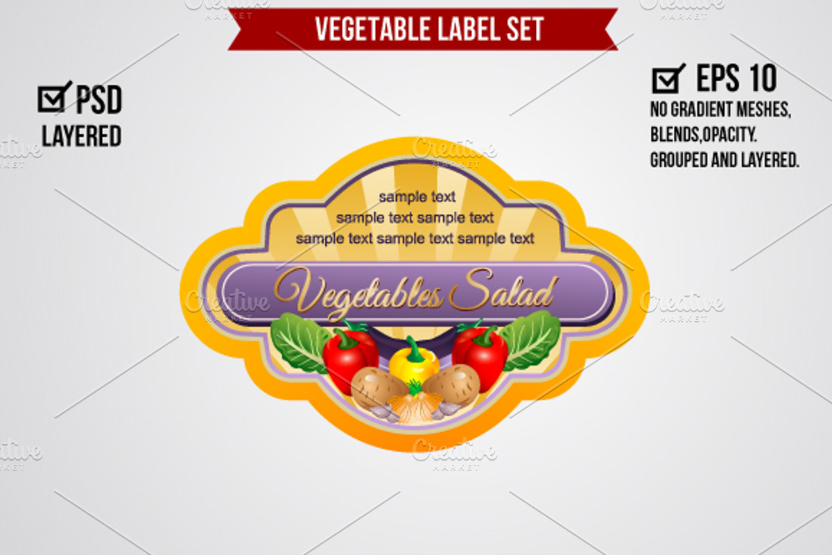 Vegetable Label Set, a Graphic by Propylparaben (Photo 3 of 6)