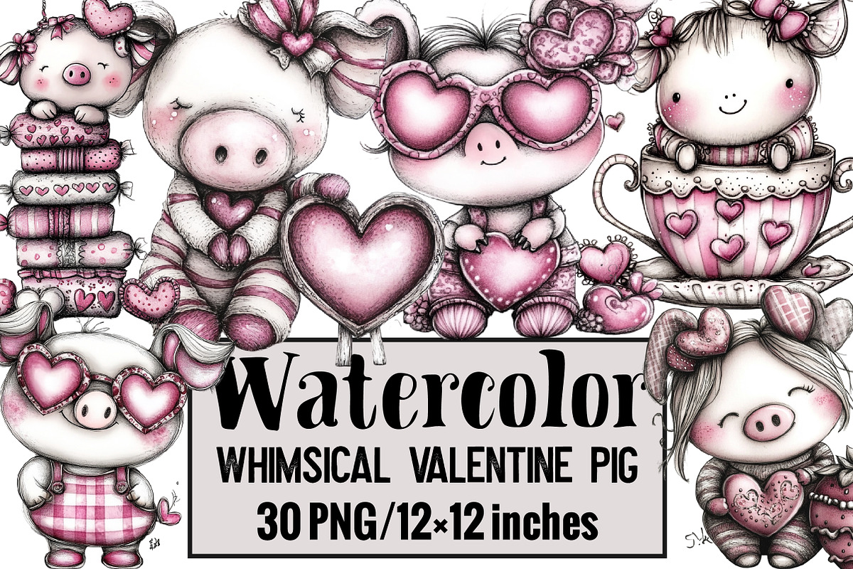 Whimsical Valentine Pig, an Illustration by Design Market (Photo 1 of 3)