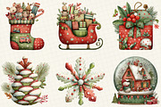 Watercolor Christmas Clipart, an Illustration by DreamCafeArt (Thumbnail 7 of 7)