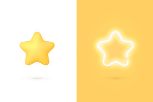 Stars 3D Style and Neon Vector