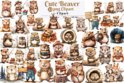 Cute Beaver Clip Art, Woodland Anima, an Illustration by Watercolor design (Thumbnail 1 of 5)