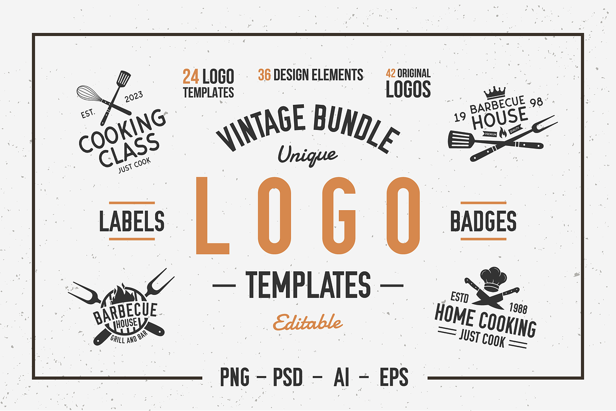 Vintage Food business logo set, a Branding & Logo Template by DenysHolovatiuk (Photo 1 of 13)