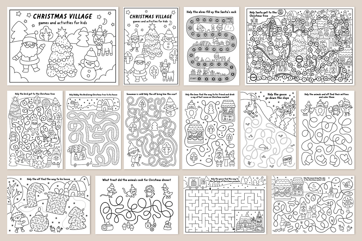 Christmas village coloring games, an Education Illustration by Lexi Claus (Photo 2 of 15)